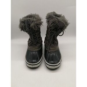 Tamarack Boots Womens Gray Black 7 Winter Rain Ankle Shoe Faux Fur Trim AK-1121W